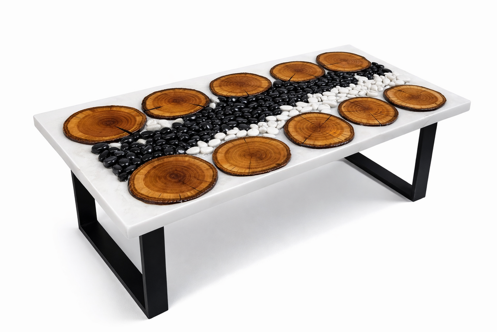 Pure River – Custom Wood Slice & Resin Coffee Table