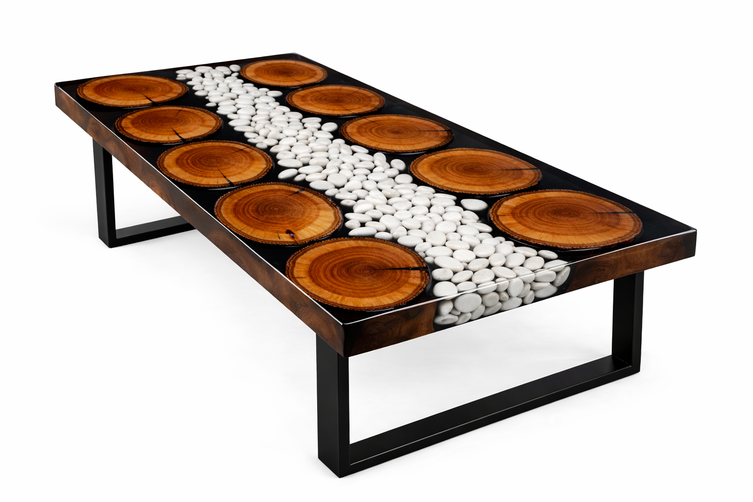 River Balance – Custom Wood, Stone & Epoxy River Table