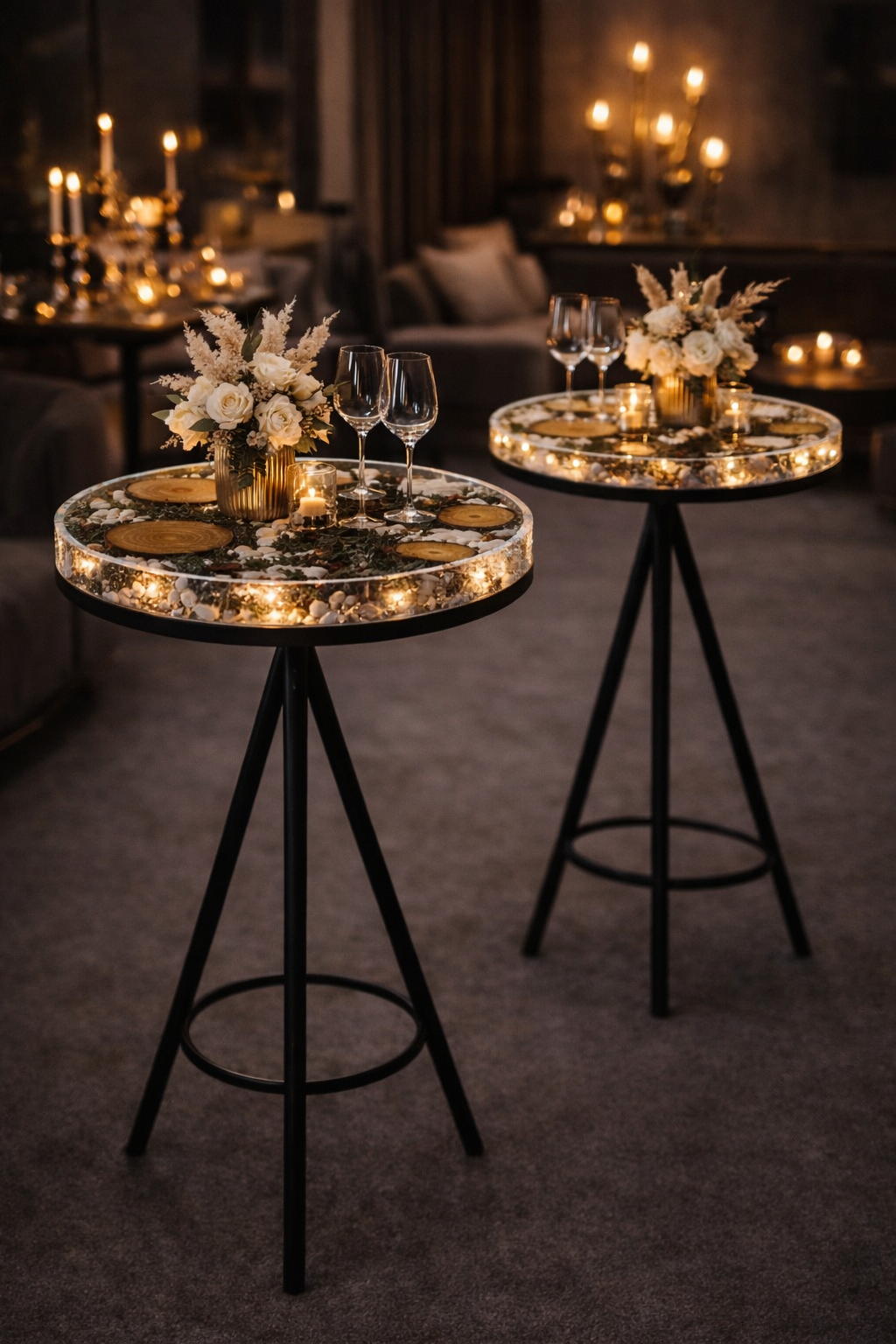 Custom Luxury Bar Surface – Bespoke Wood & Resin Countertop