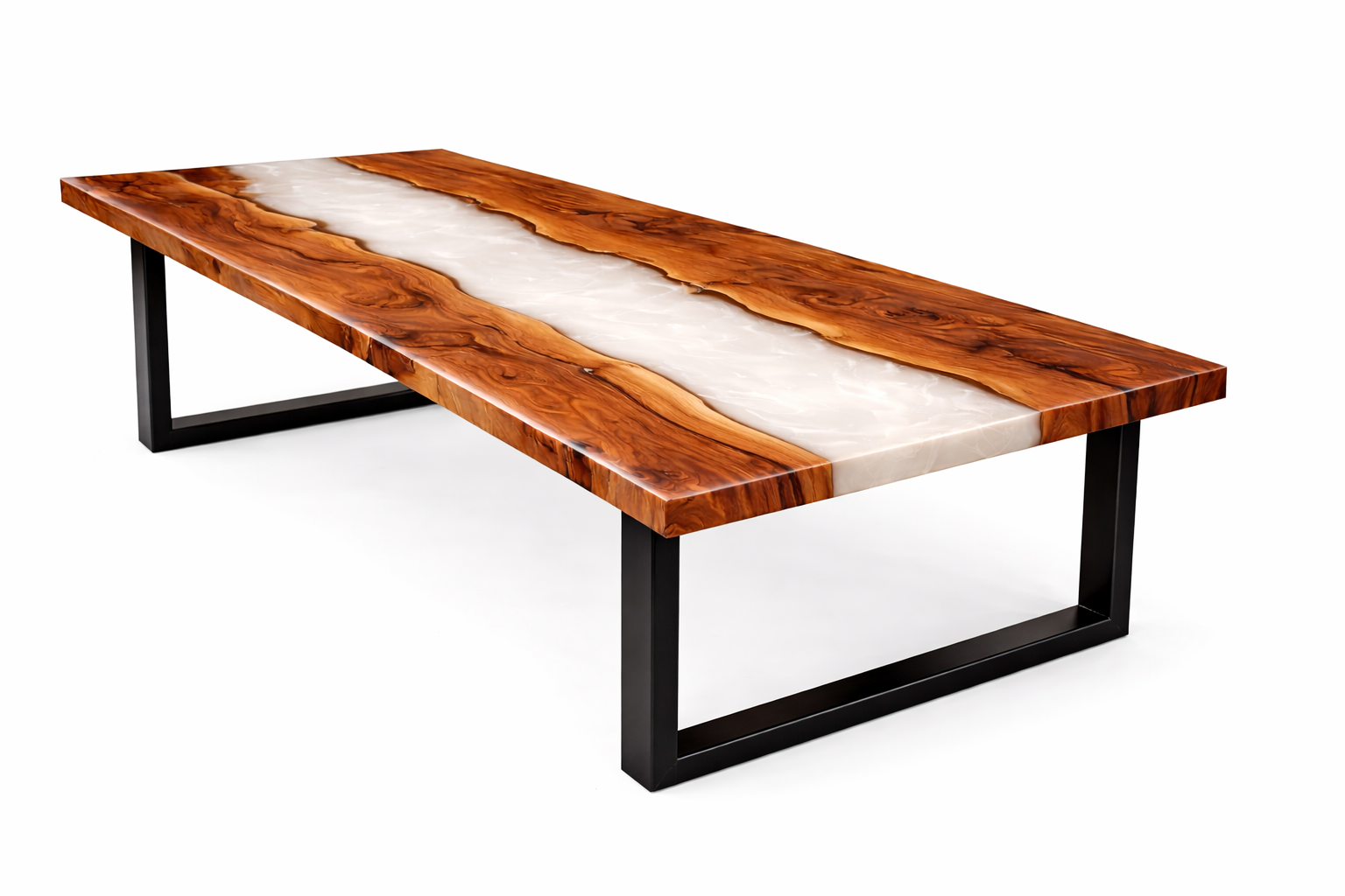 Silent River – Custom Wood & Epoxy River Dining Table